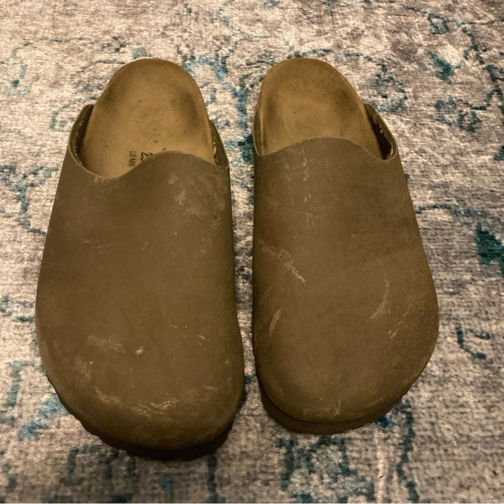 Birkis Amsterdam Clog Womens 39 US L8/M6 TAN Leather Footbed Slide